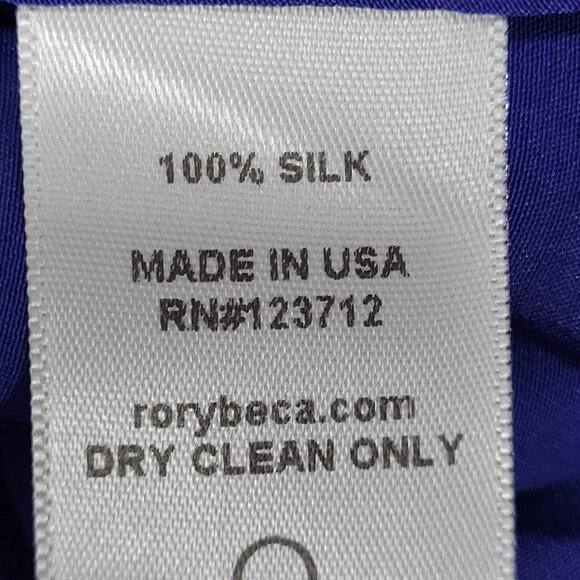 Rory Beca Blue 100% Silk Open Back Snap Closure Long Sleeve Top USA Small S - Picture 5 of 16